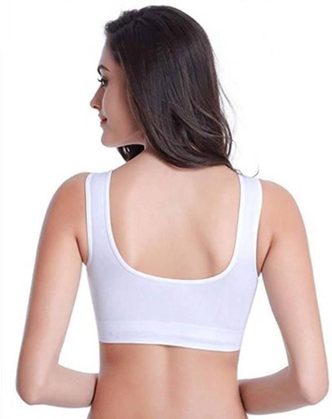 Women's Nylon & Cotton Non Padded Non-Wired Sports Bra Combo of 3 Secondary image