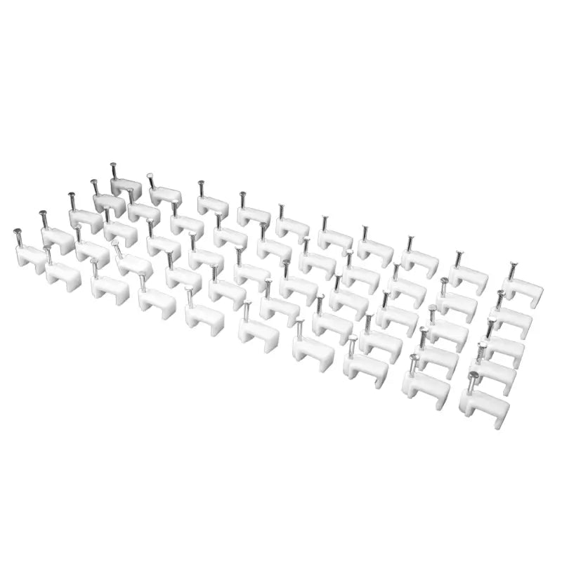 50 pcs 8mm nail cable clips set durable plastic u-type wire holder with steel nail - Stainless Steel, Cable Management Clips, Durable Plastic
