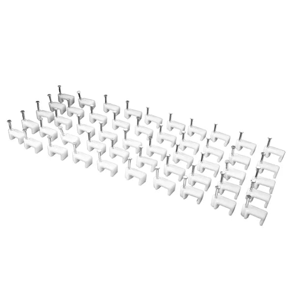 50 pcs 8mm nail cable clips set durable plastic u-type wire holder with steel nail - Stainless Steel, Cable Management Clips, Durable Plastic