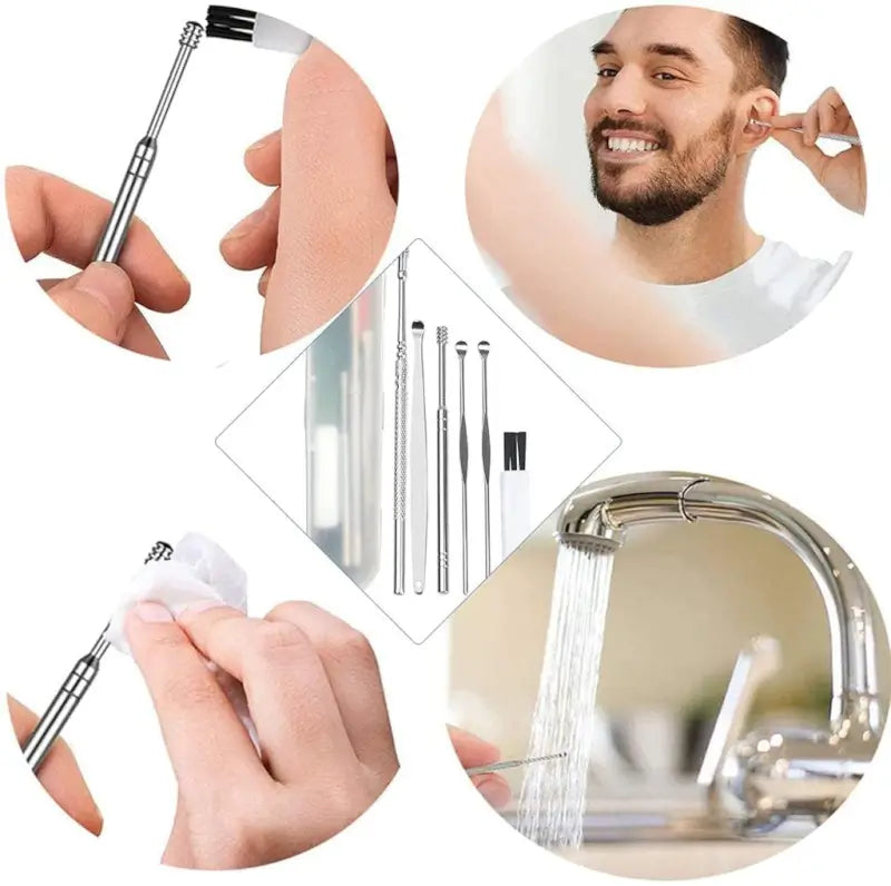 6 in 1 Ear Wax Cleaner Set – Stainless Steel Ear Cleaning Tools with Storage Case