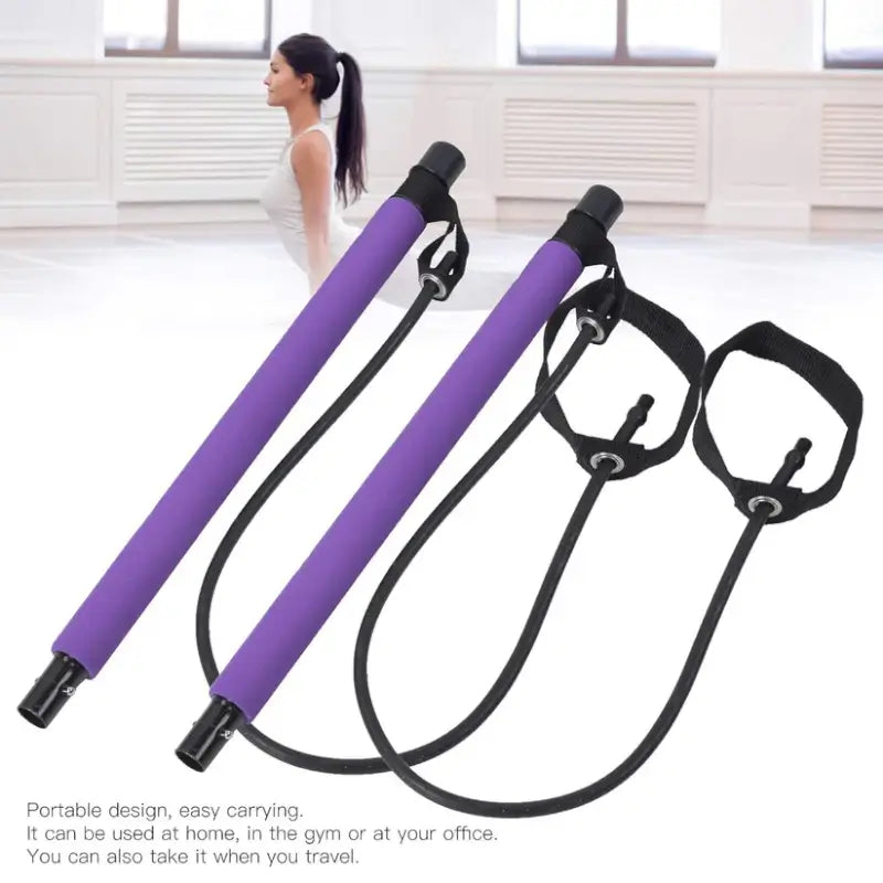 Pilates Bar with Resistance Bands – Full Body Home Workout Stick for Strength Training, Yoga & Fitness