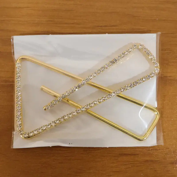 Premium Golden Crystal Triangle Saree Safety Pin Brooch for Dupatta, Shawl & Scarf Styling (1 Pc)