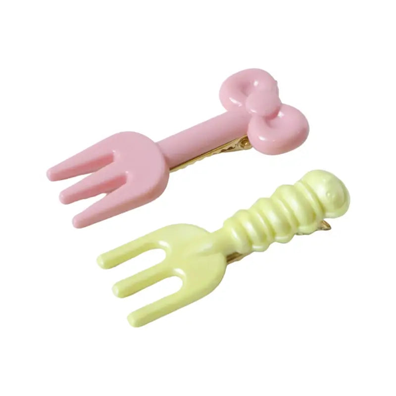Mini Fork Hair Clips – Pastel Cute Hair Pin Set of 4 for Girls & Women