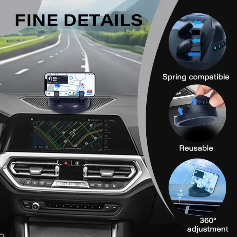 Car Phone Holder – 2-in-1 Anti-Slip Dashboard Mobile Stand with Temporary Parking Number Display